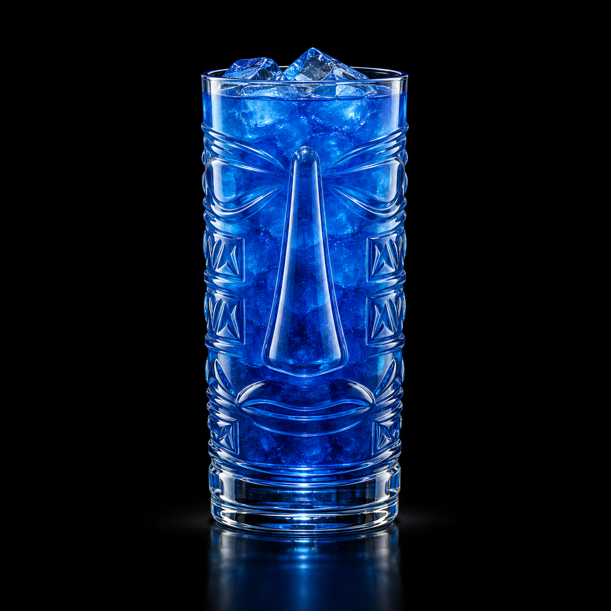 Big Nose Tiki Glass on black background