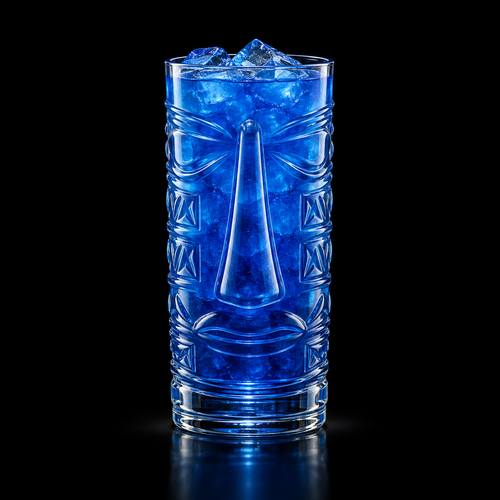 Big Nose Tiki Glass on black background