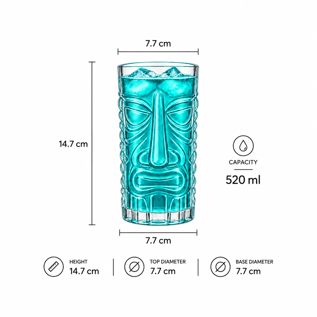 Big Nose Tiki Glass dimensions and capacity