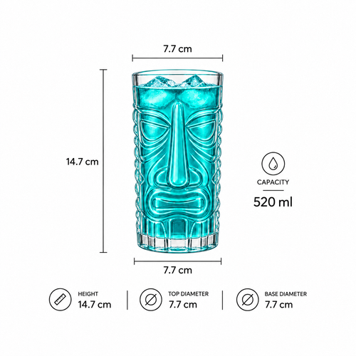 Big Nose Tiki Glass dimensions and capacity