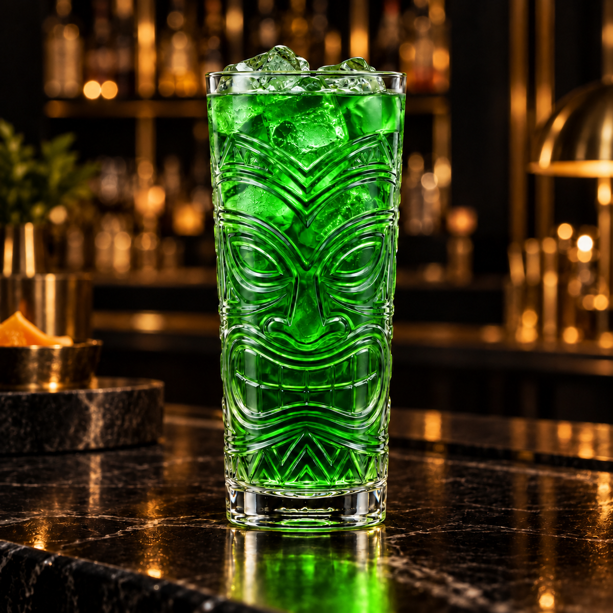 Classic Tiki Glass in a cocktail bar setting