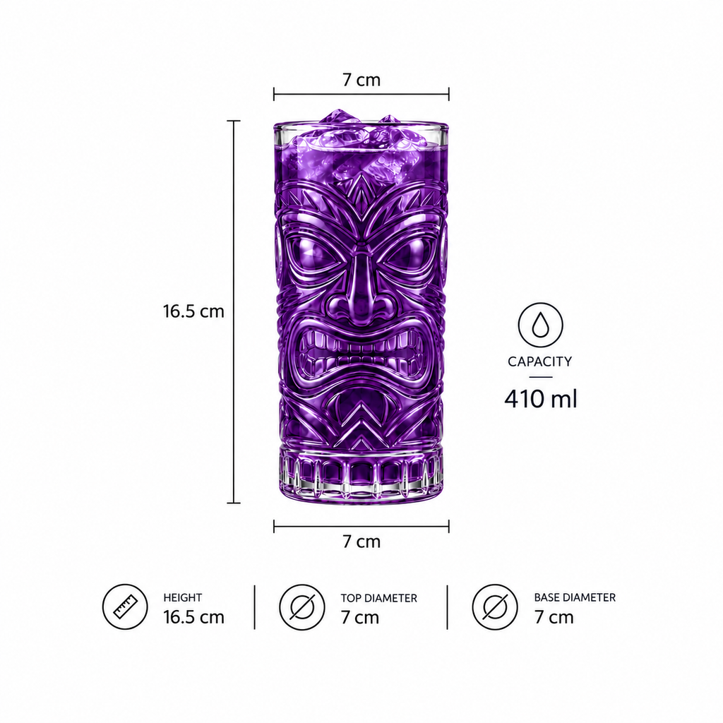 Ornate Tiki Glass dimensions and capacity
