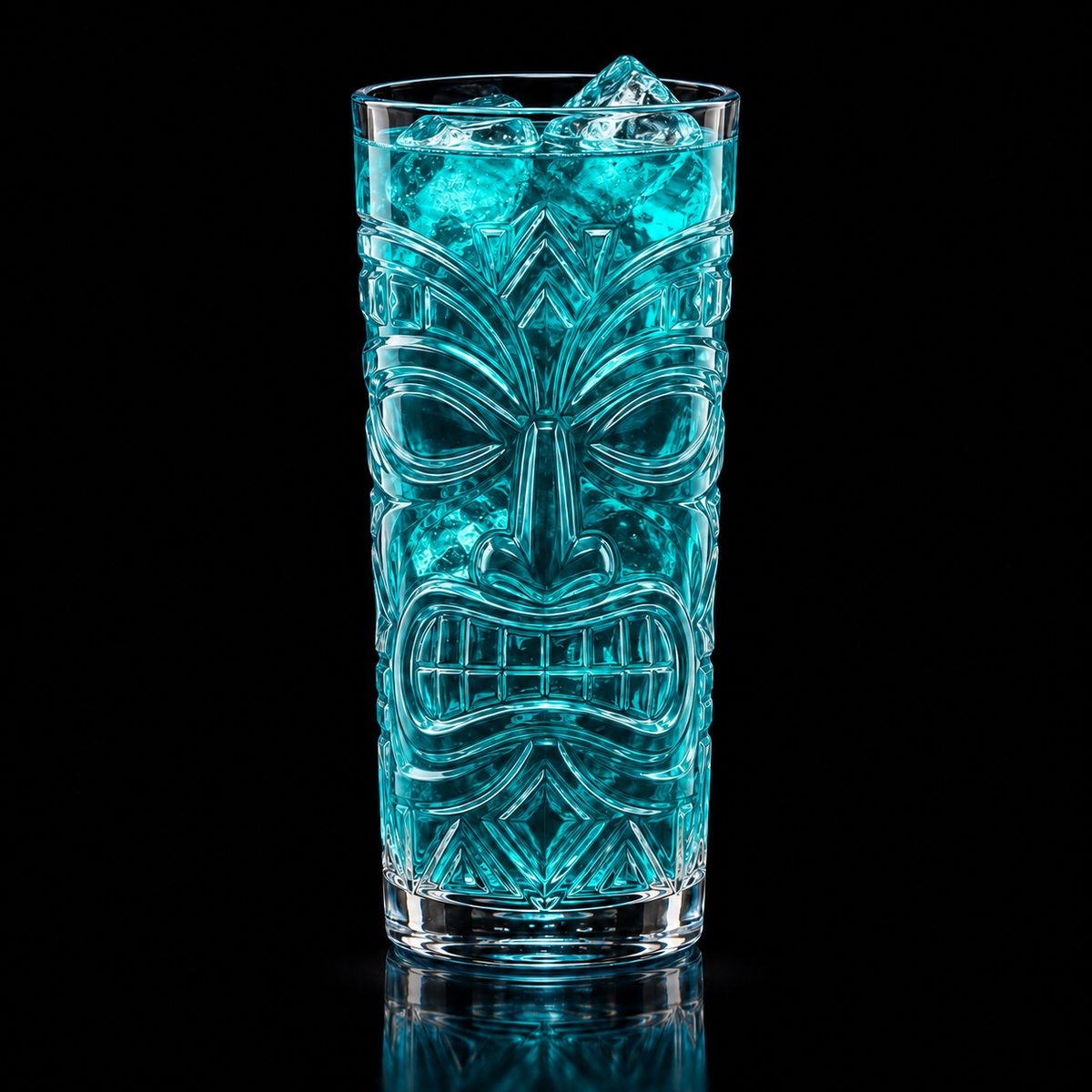 Tall Tiki Glass on black background