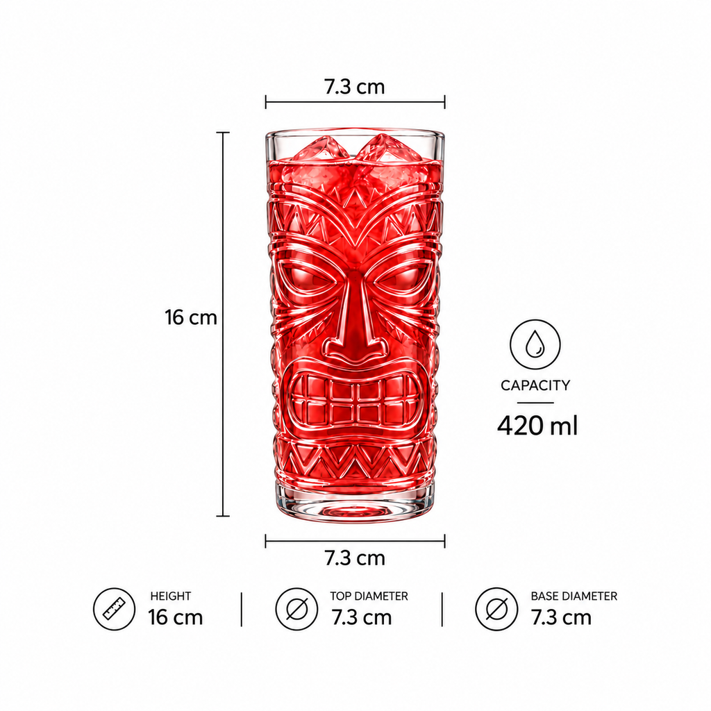 Tall Tiki Glass dimensions and capacity